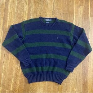 Ralph Lauren Men's Navy and Green Crewneck Sweater
